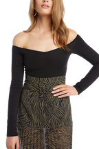 POPPY LONG SLEEVE BODYSUIT in colour CAVIAR