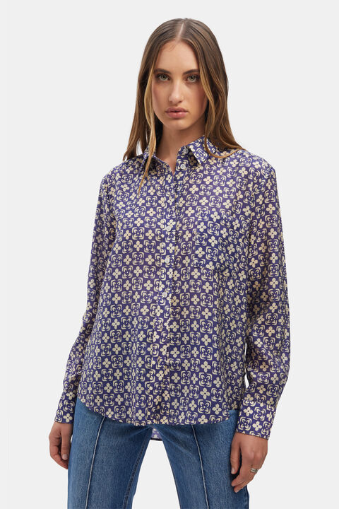 CLASSIC PRINTED COLLAR SHIRT in colour DRESS BLUES