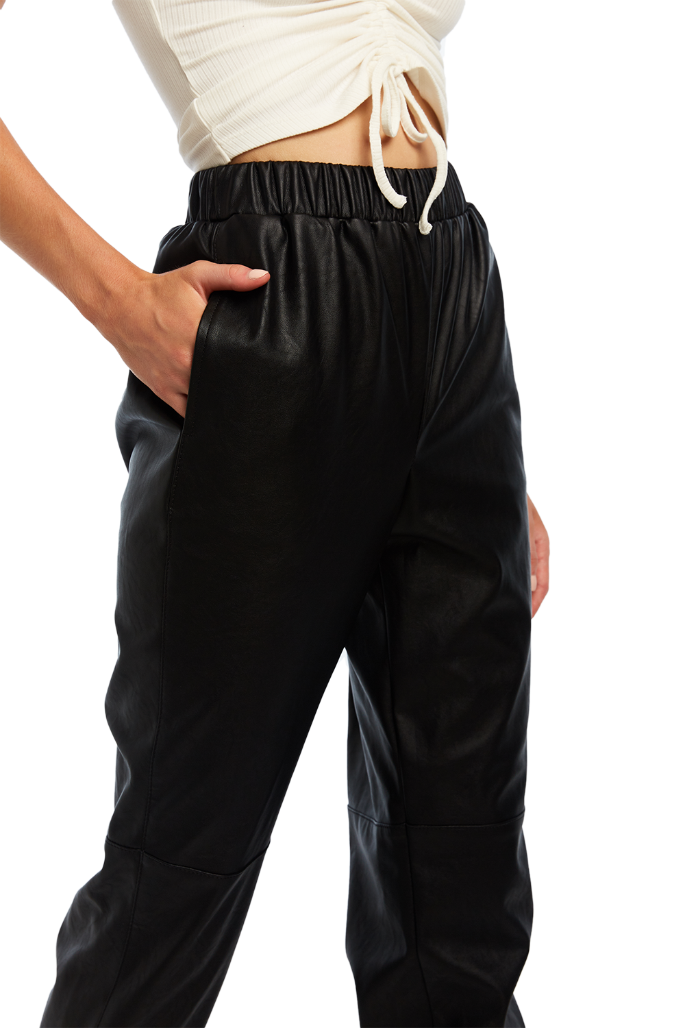 black pu jogger