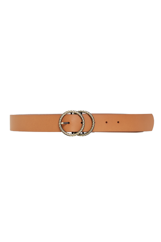 SNAKE DOUBLE CIRCLE BELT in colour TAN