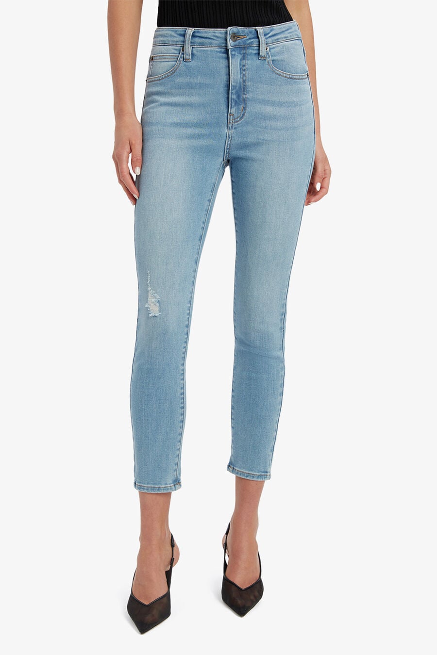 KHLOE HI CROP RIP JEANS