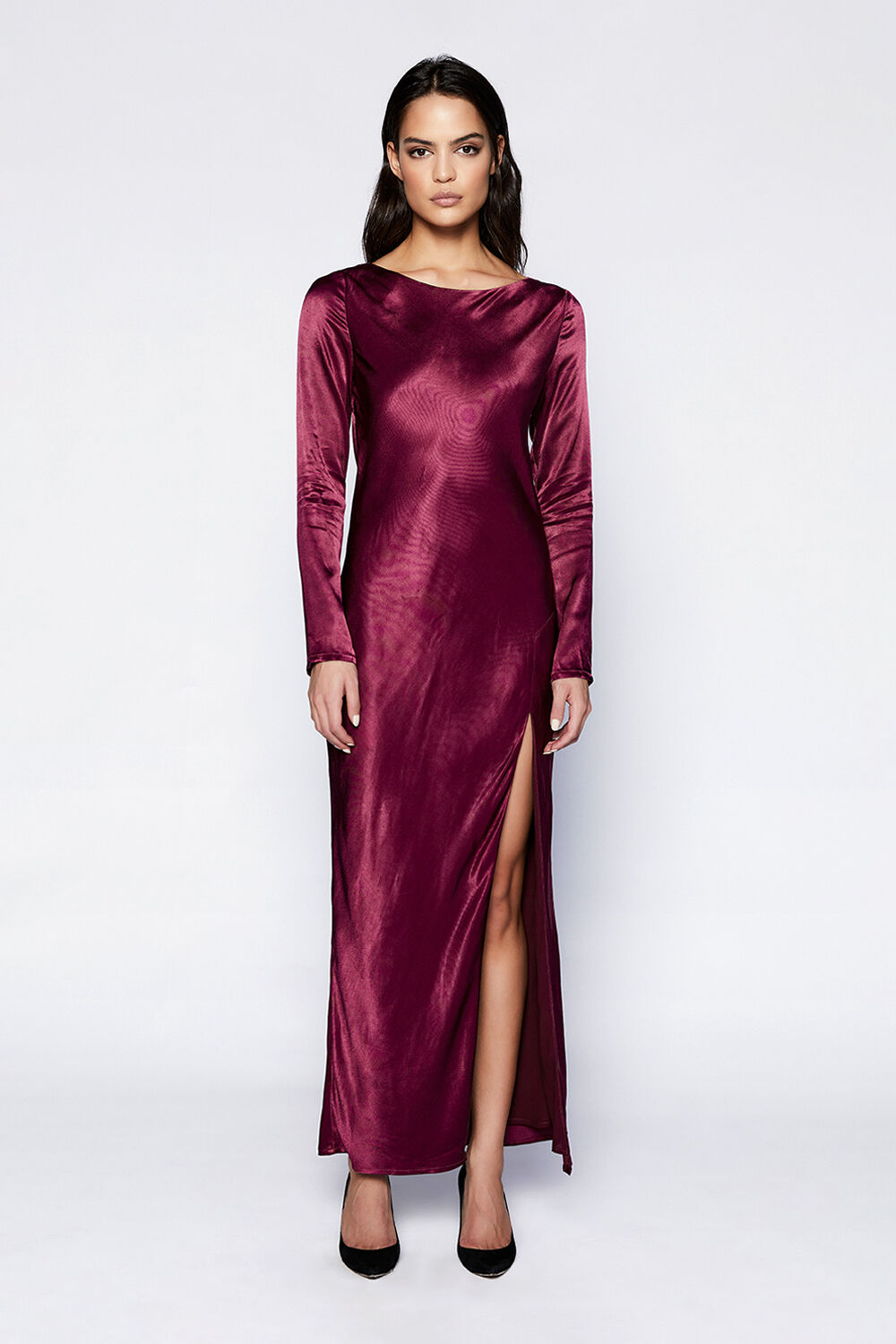 RIVER BIAS DRESS in colour BURGUNDY