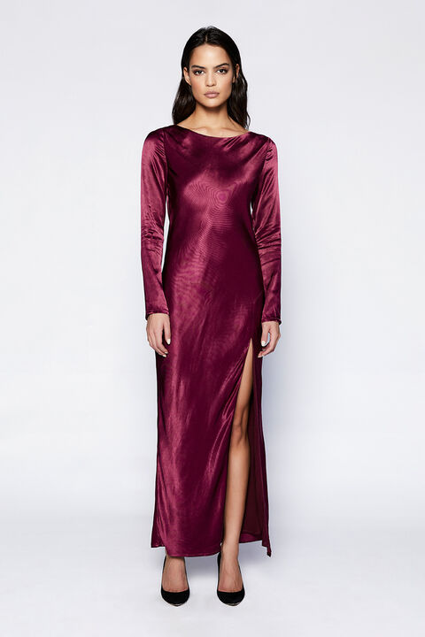 RIVER BIAS DRESS in colour BURGUNDY