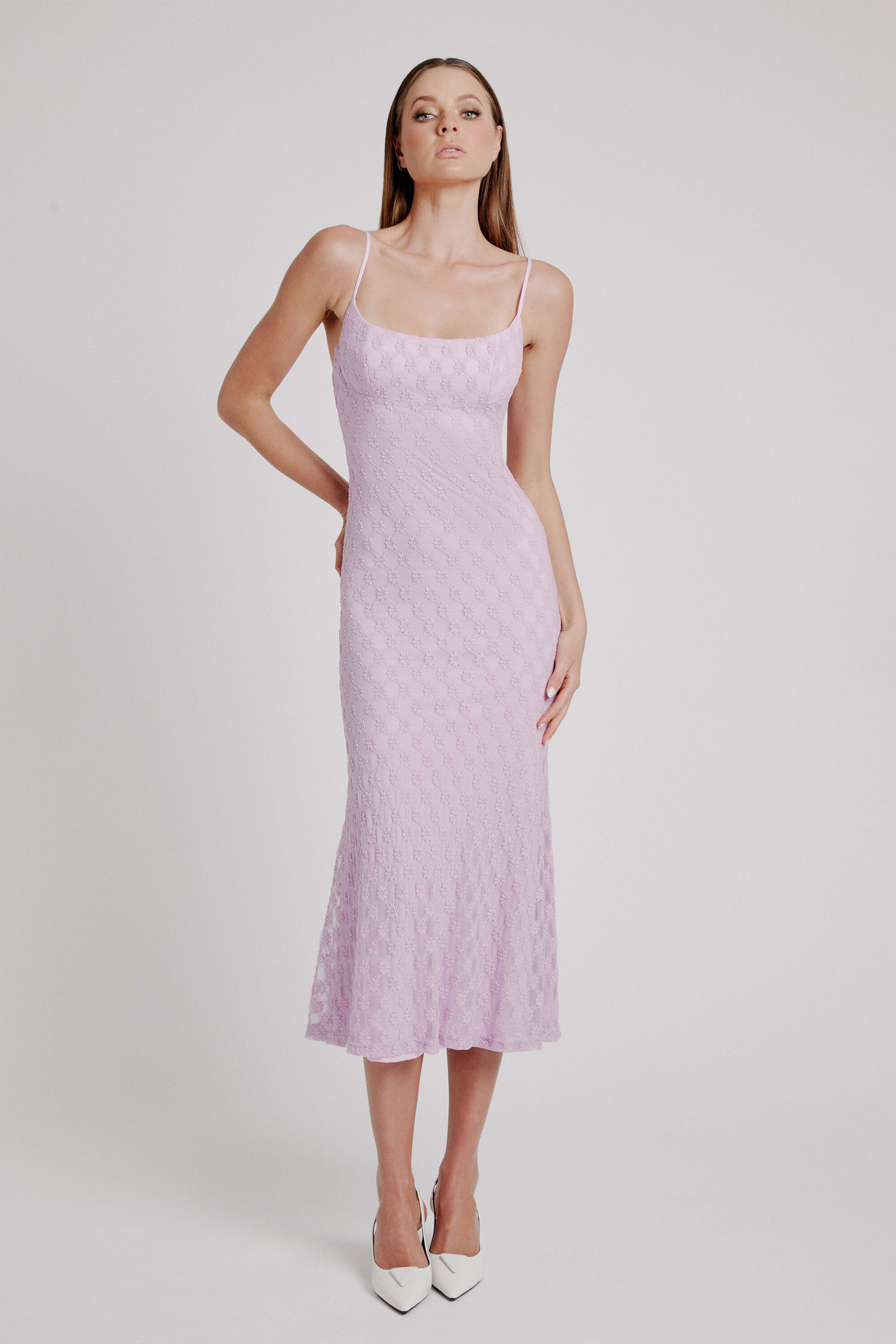 Adoni Mesh Midi Dress In Lilac | Bardot Adoni Mesh Midi Dress In Lilac | Bardot