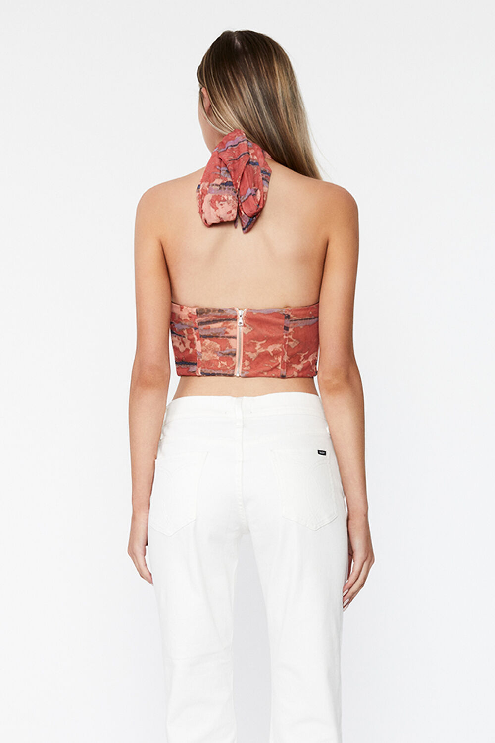 TIE DYE MESH CORSET TOP in colour SNOW WHITE