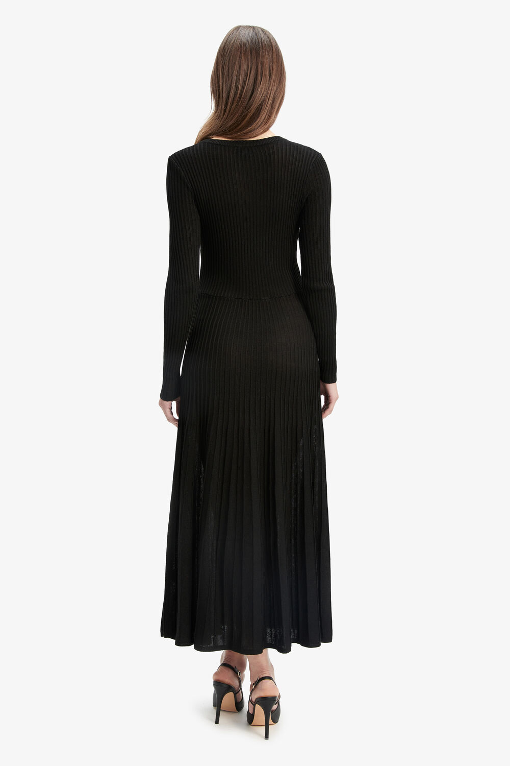Rina Pleated Knit Dress in colour CAVIAR