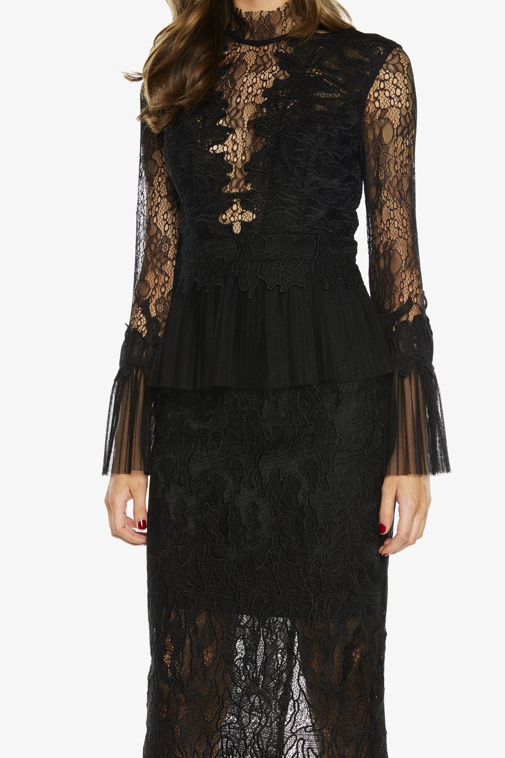 fae lace dress bardot