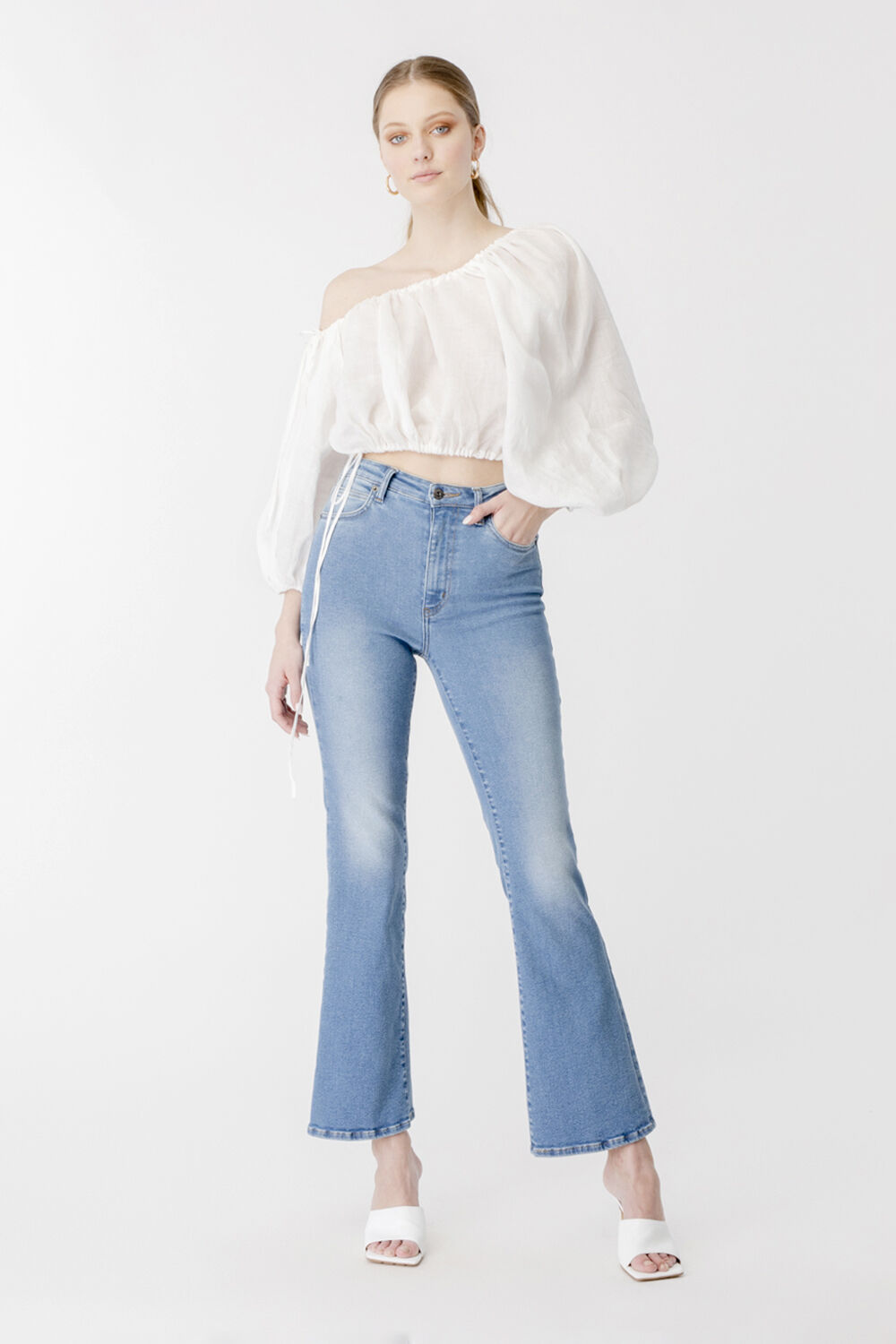 Gianna One Shoulder Top in Ivory | Bardot