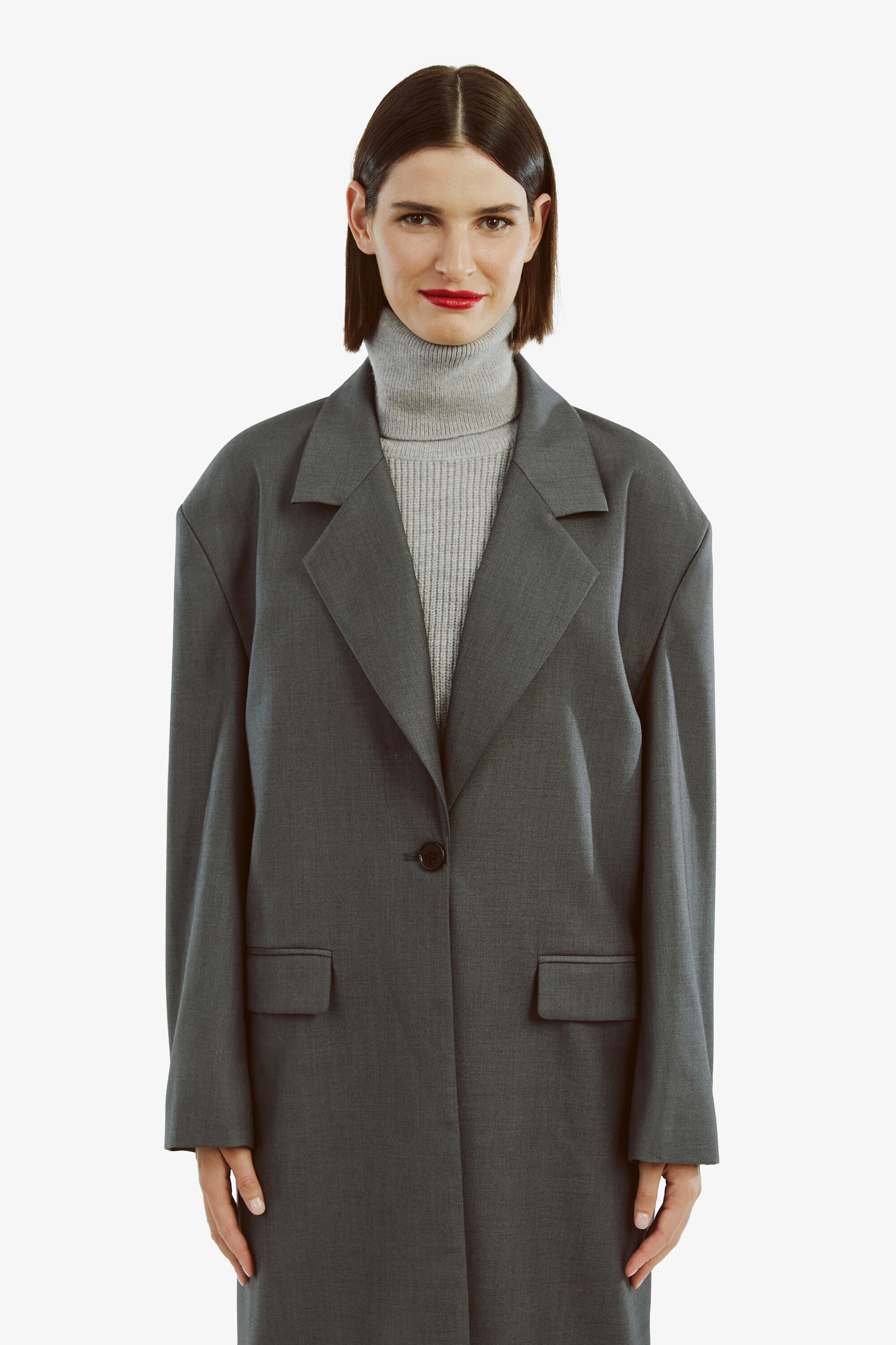 Maika Oversized Coat In Dark Grey | Bardot