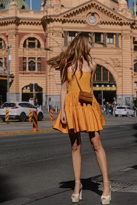 CHARLOTTE MINI DRESS in colour TIGERLILY