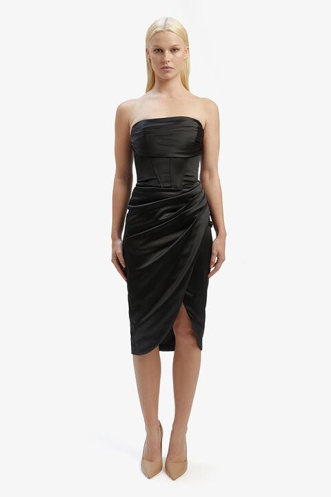 JAMILA CORSET DRESS in colour CAVIAR