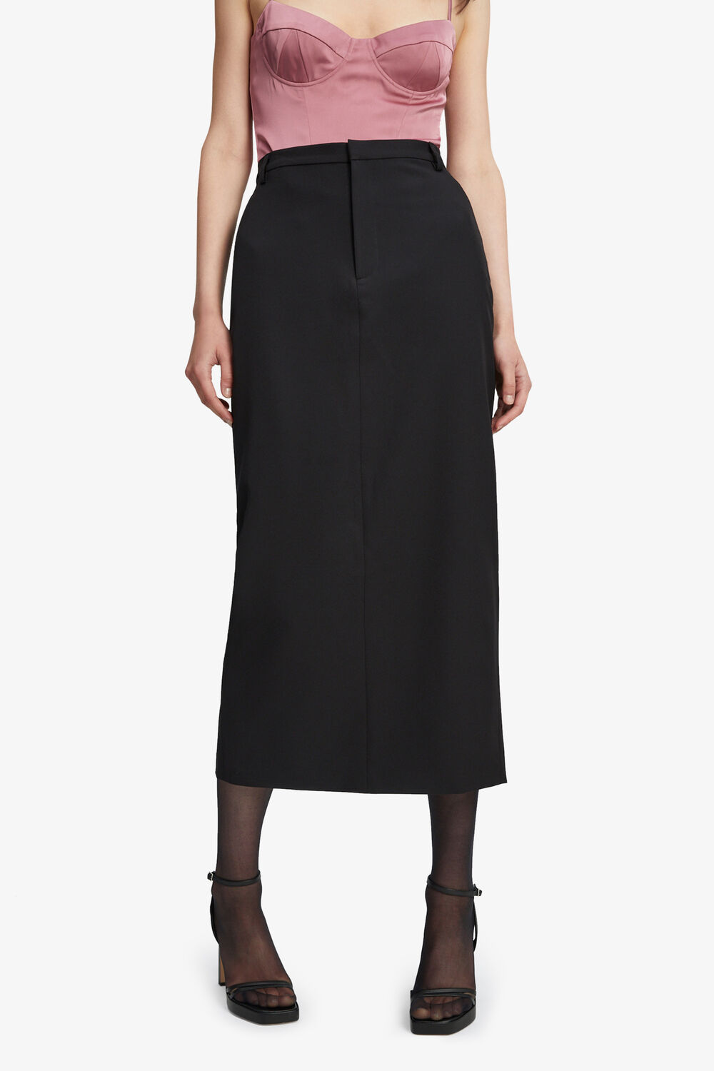 TAILORED MIDI SKIRT in colour CAVIAR