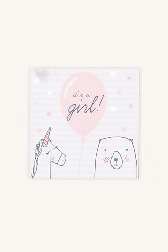 IT'S A GIRL GIFT CARD in colour PINK CARNATION