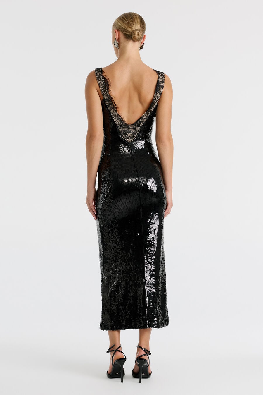 TORIE LACE SEQUIN MAXI DRESS in colour Black