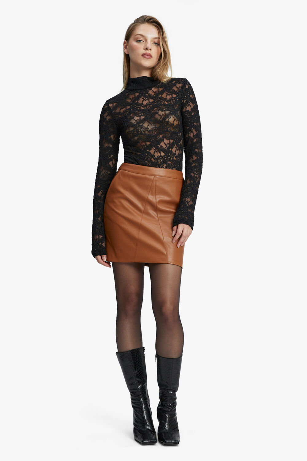 VEZZA LACE BODYSUIT in colour CAVIAR