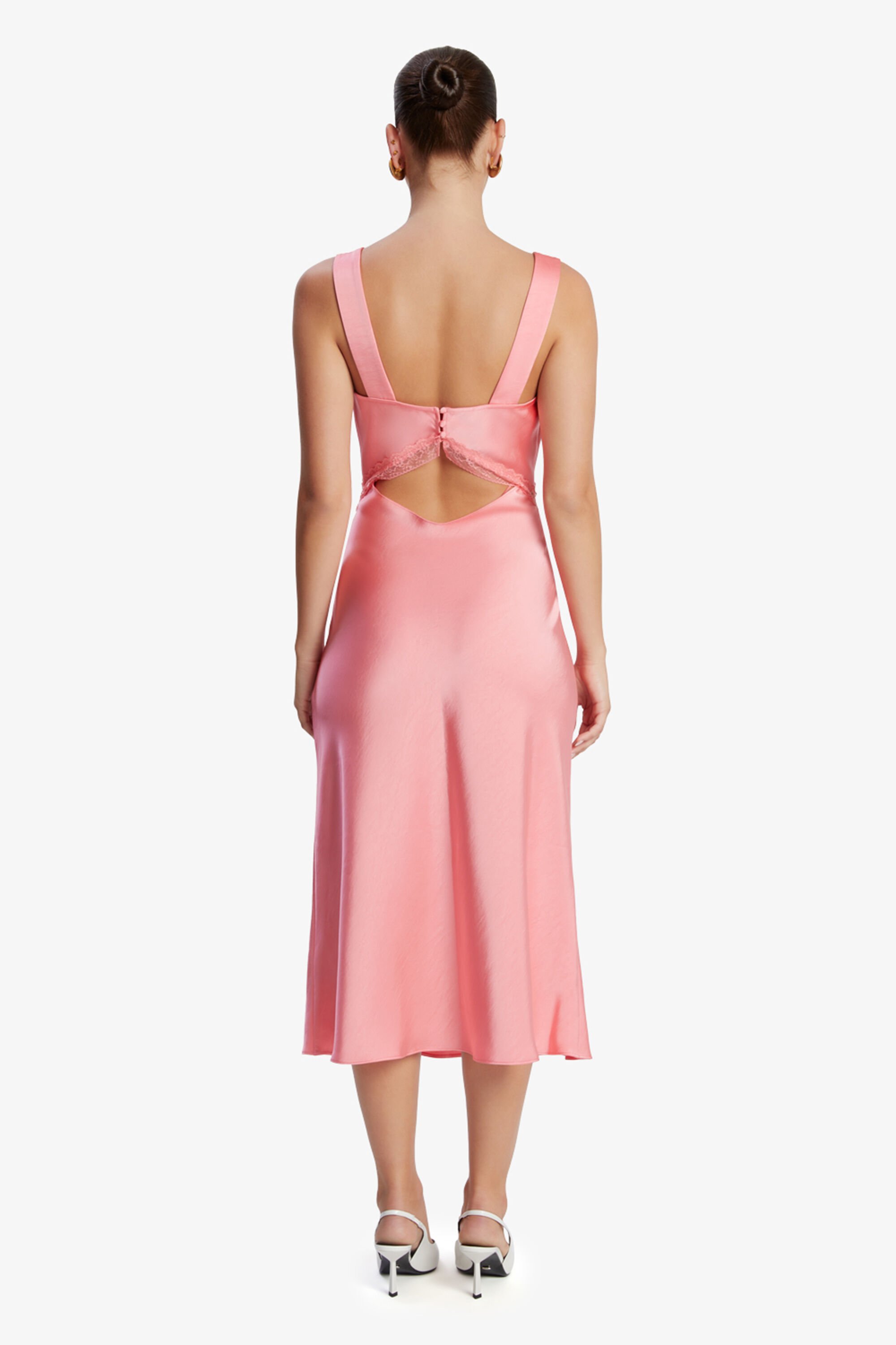 Emory Satin Slip Dress In Pink | Bardot
