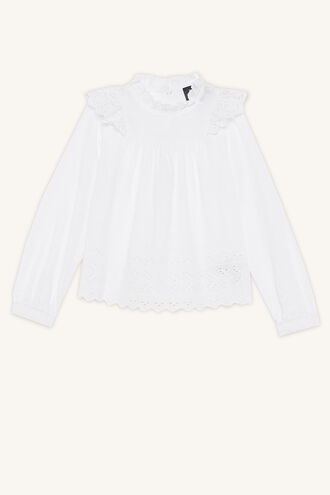 POPPY RUFFLE BLOUSE in colour BRIGHT WHITE