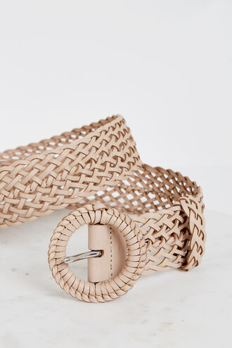 LEATHER WOVEN BELT in colour MOONLIGHT