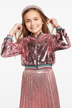 EVA SEQUIN BOMBER in colour PALE DOGWOOD