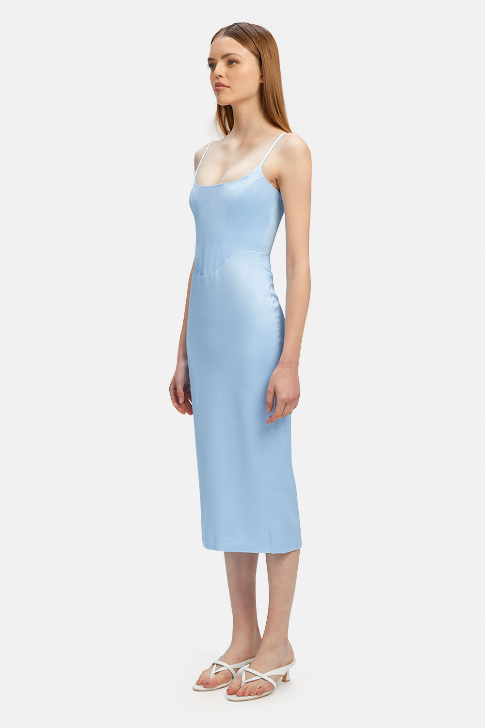 MARLO MIDI DRESS IN BLACK in colour CERULEAN