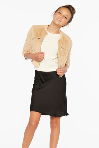 LEILA FURRY BOMBER in colour NOUGAT