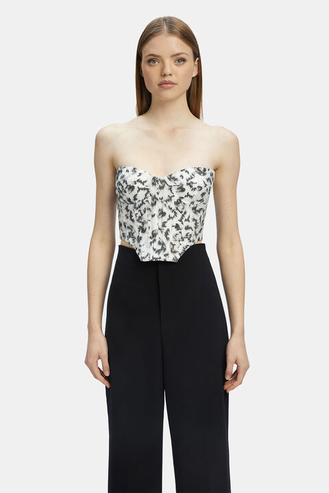 MONOCROME PRINTED BUSTIER in colour ANTHRACITE