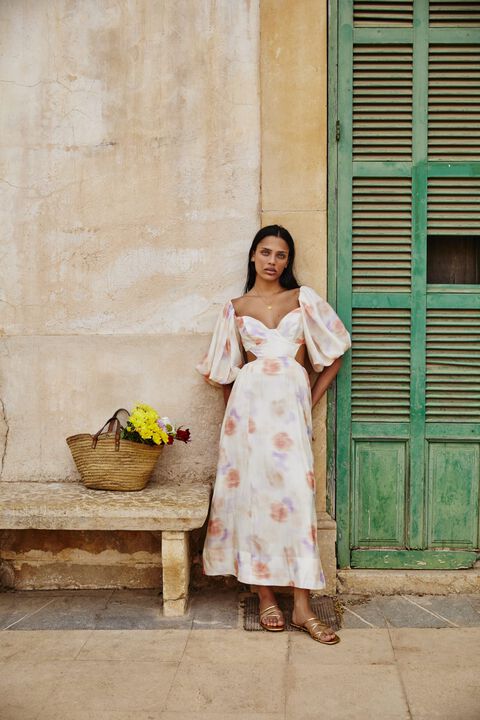 LUCIA MIDI DRESS in colour FRENCH VANILLA