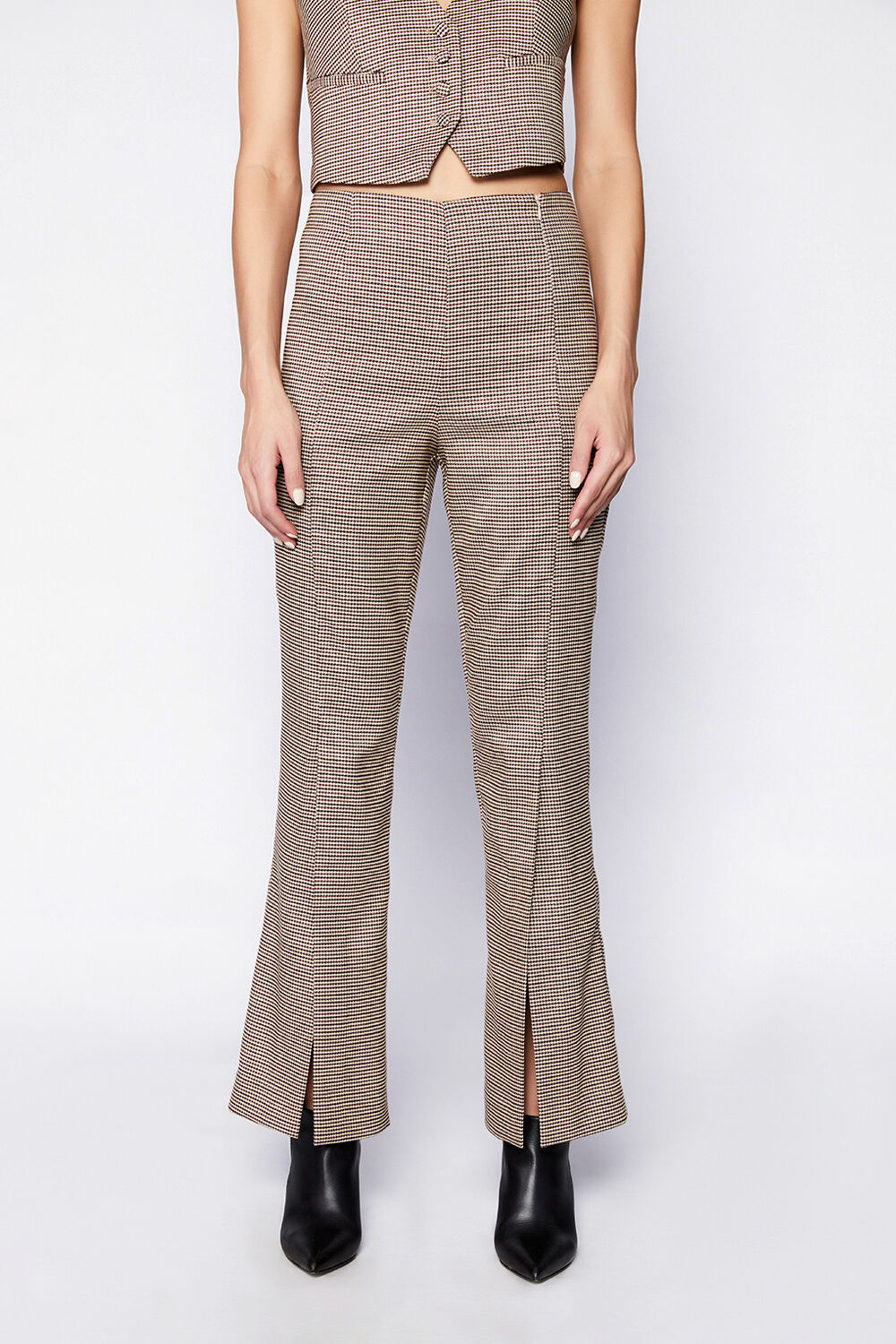 CARMELLE CHECK PANT in colour TOBACCO BROWN