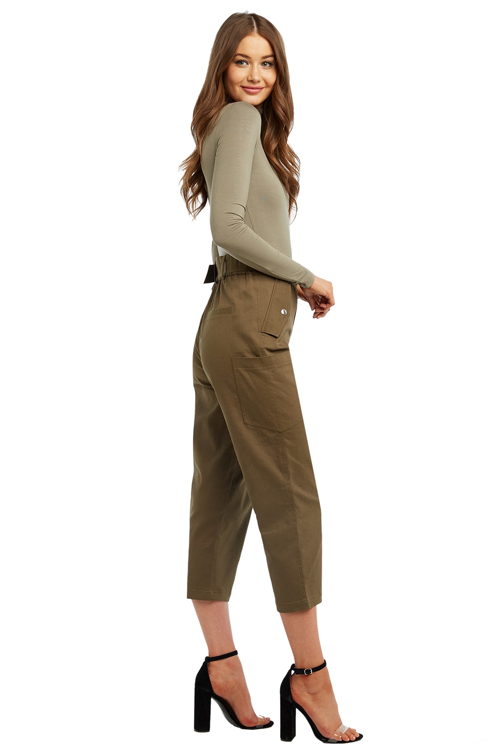 KATJA ROLL NECK BODYSUIT in colour DEEP LICHEN GREEN