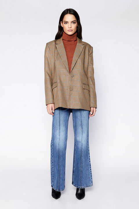 TILIYA CHECK BLAZER in colour COCOA BROWN