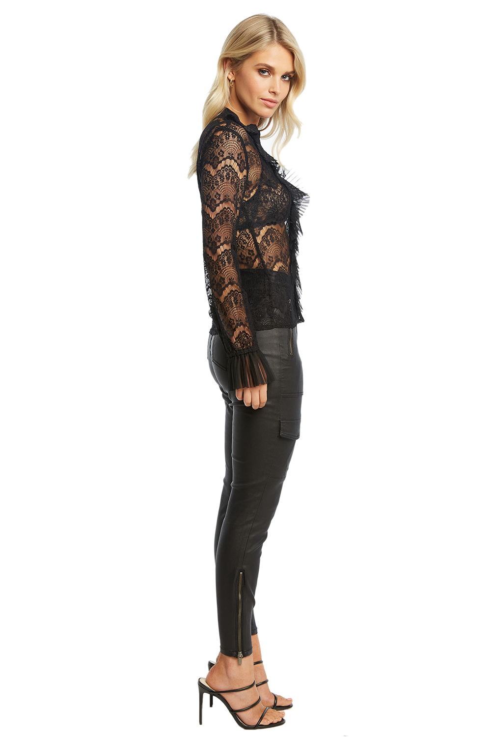 MEGHAN LACE BLOUSE in colour CAVIAR