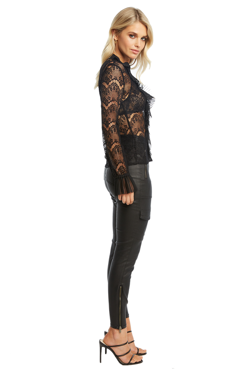 MEGHAN LACE BLOUSE in colour CAVIAR