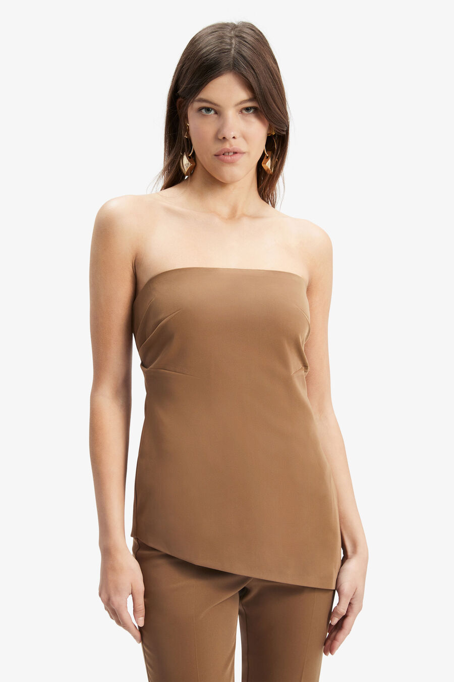 COSMOS STRAPLESS TOP in colour CHOCOLATE