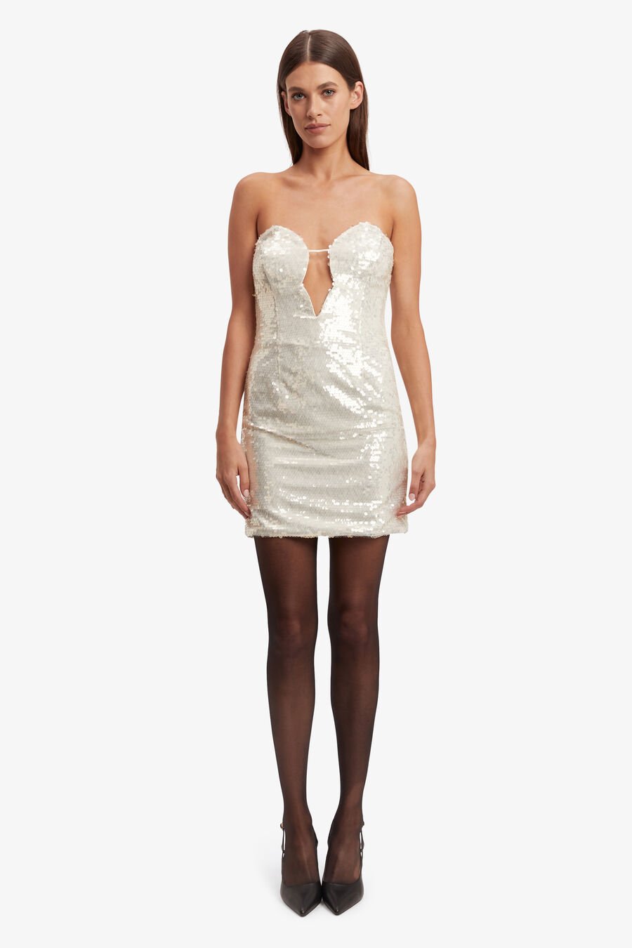 JINXA SEQUIN MINI DRESS in colour NUDE SQN
