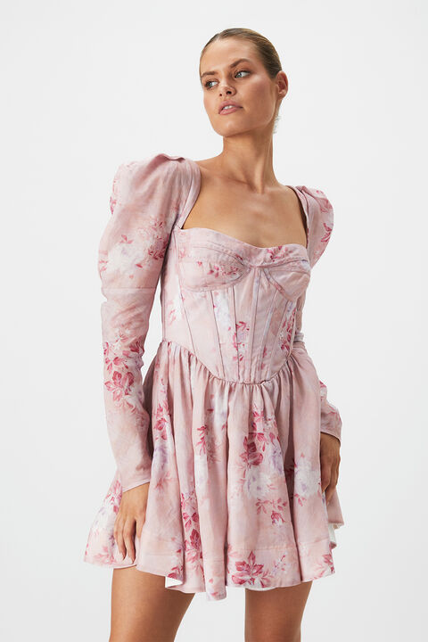 EVERMORE FLORAL MINI DRESS in colour CAVIAR