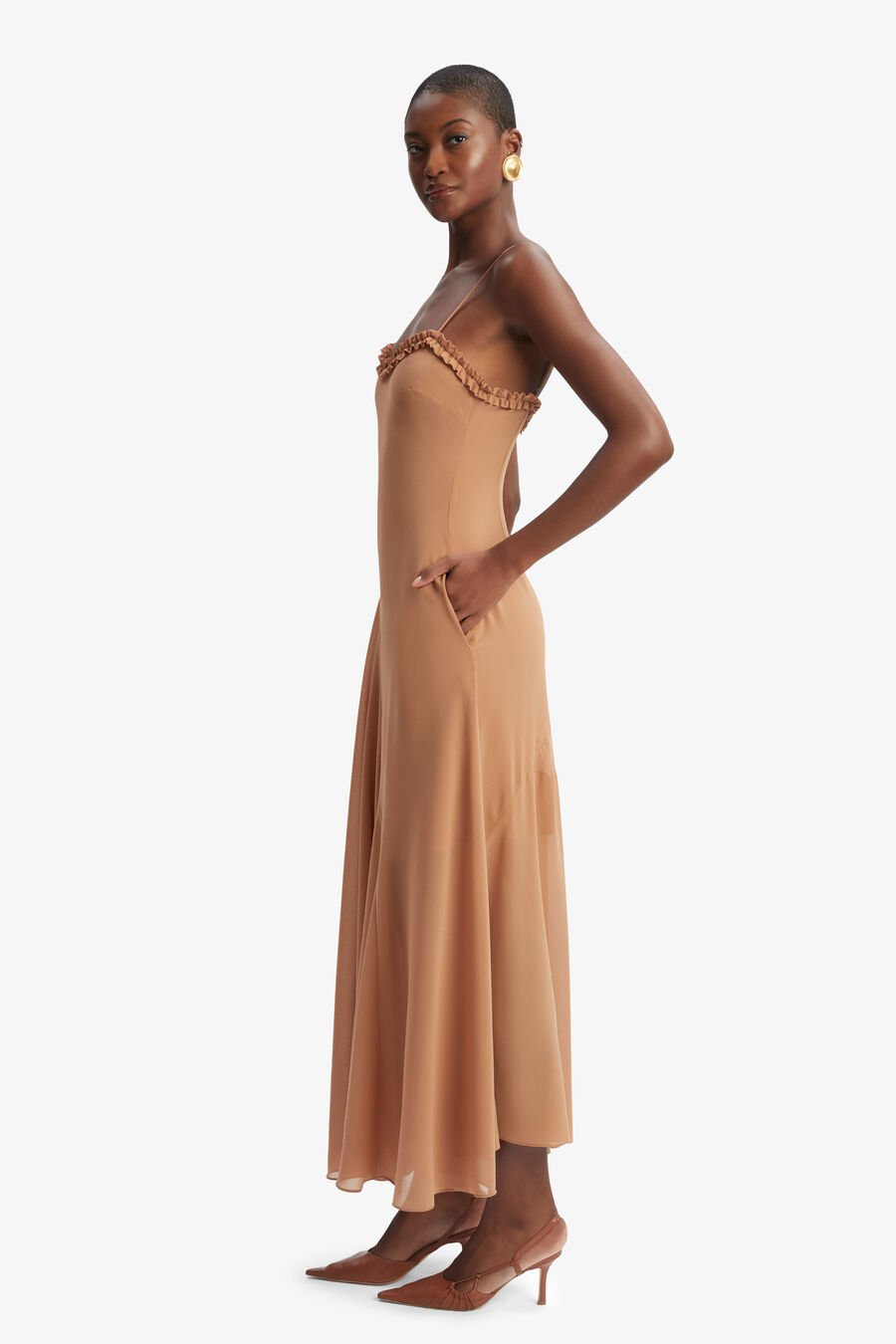Tatian Frill Trim Maxi Dress