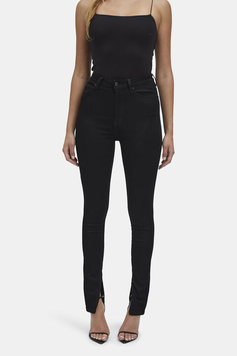 SPLIT HEM JEAN in colour CAVIAR