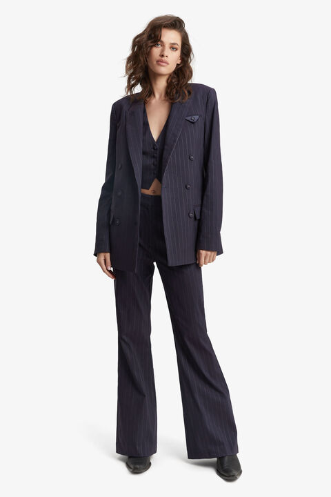 SLOANE PIN STRIPE BLAZER in colour SODALITE BLUE