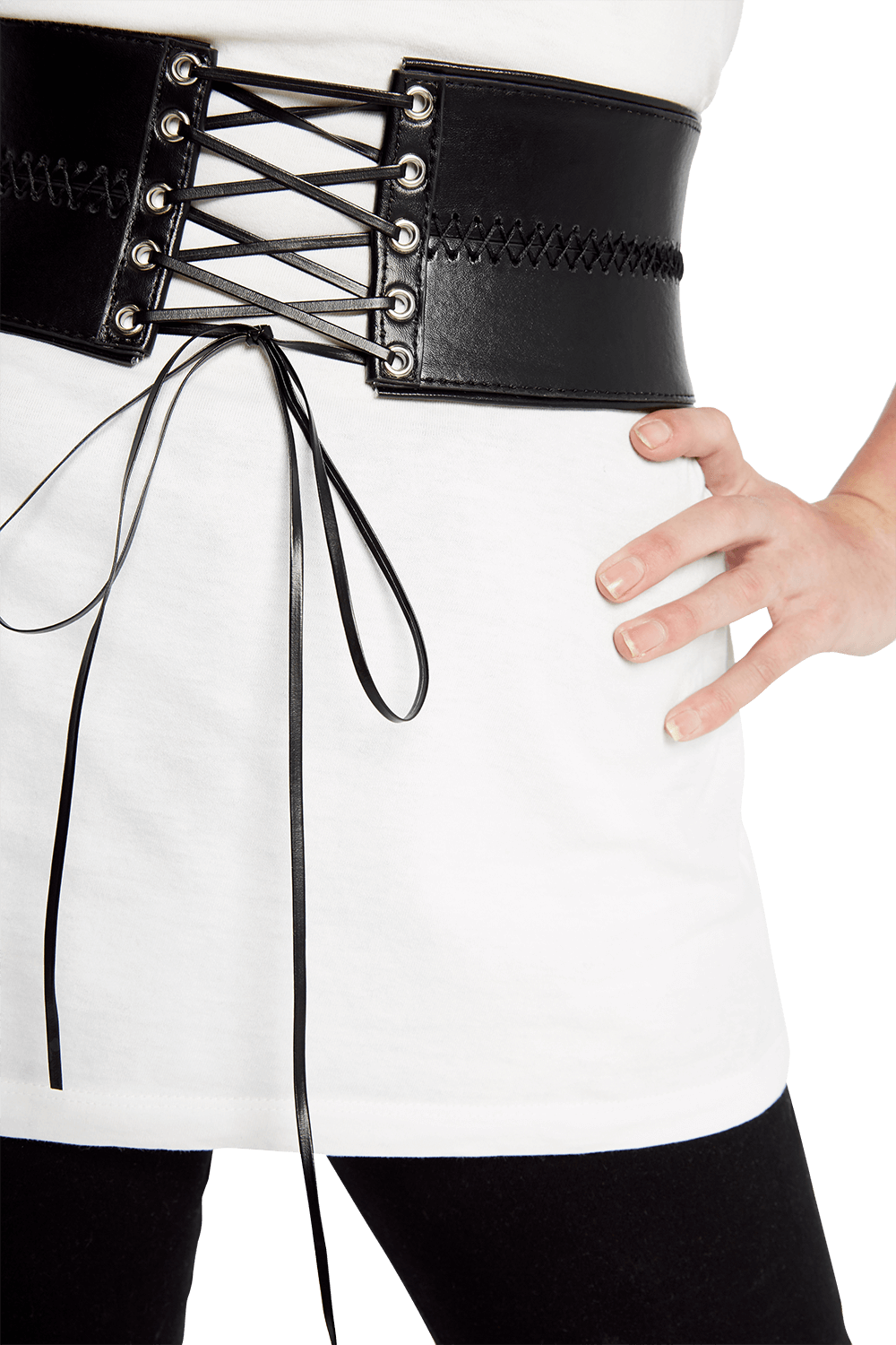 Lace Corset Waist Belt in Blk/silver 