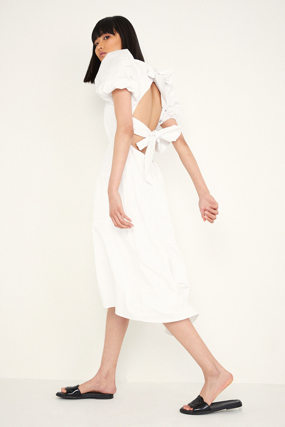 Bardot tiered cotton midi dress Clearance