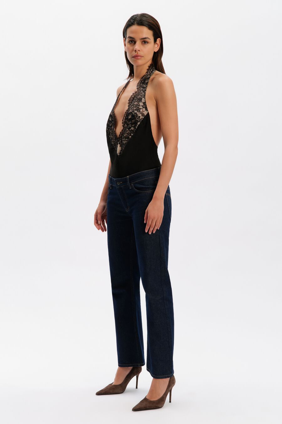 Elviria Halter Satin Bodysuit