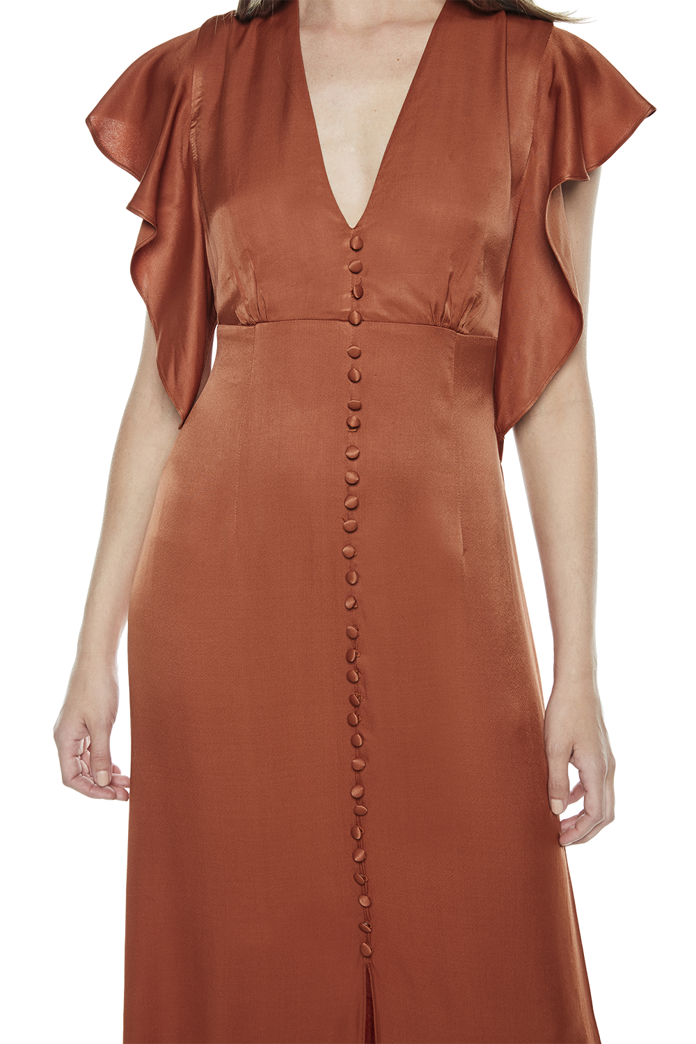 rust bardot dress