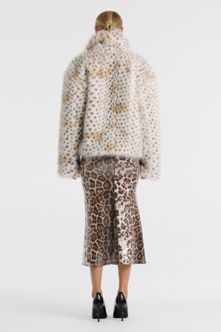 SYLVIE ZIP FAUX FUR JACKET in colour Animal Print