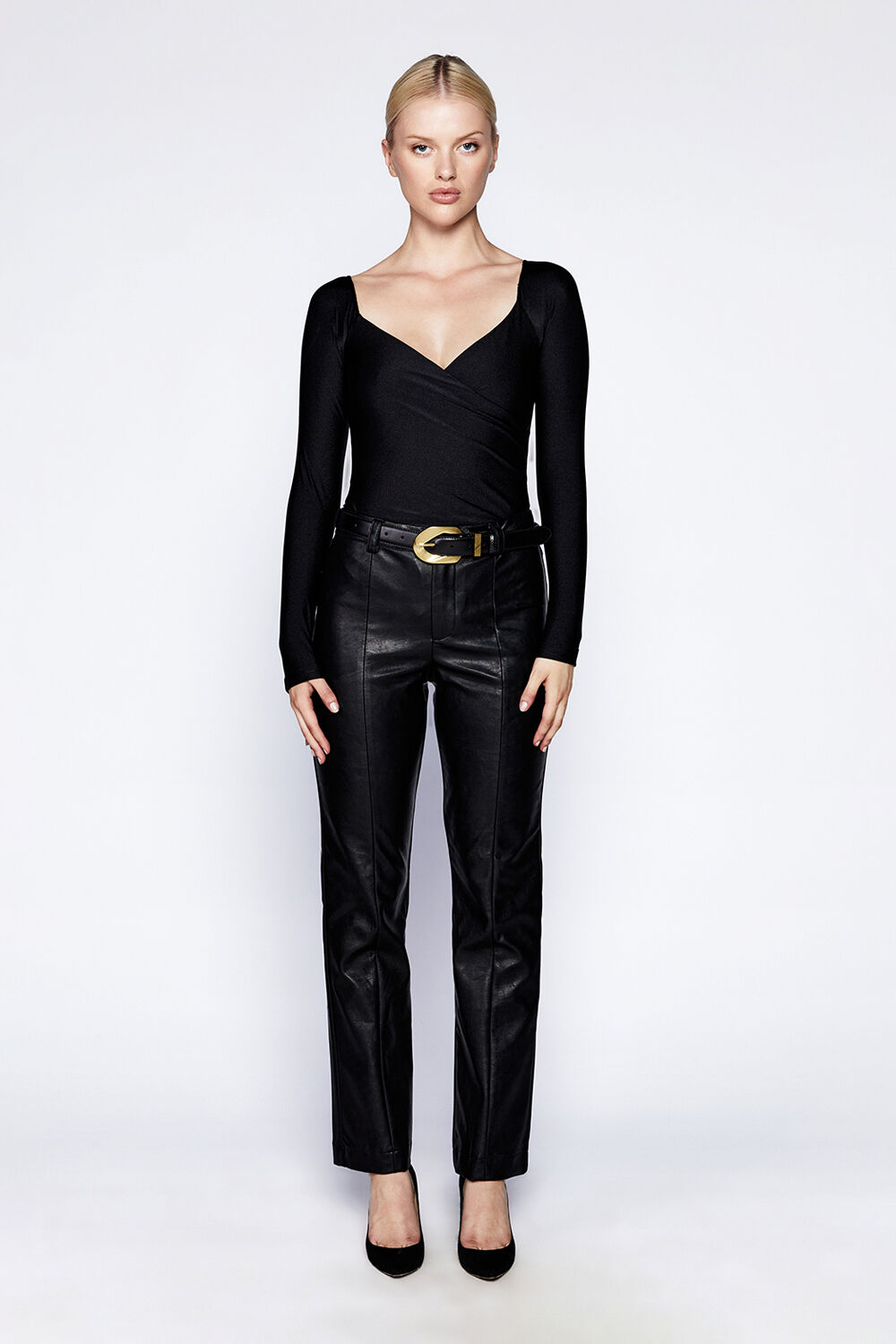 CAT OFF SHOULDER BODYSUIT in colour CAVIAR