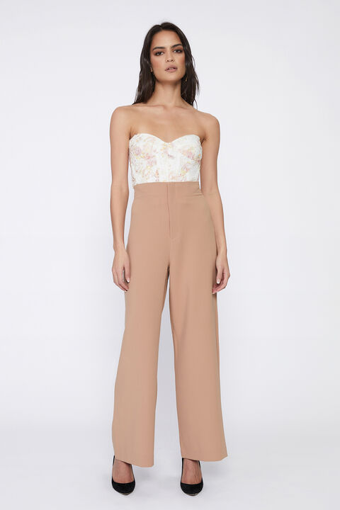 ANNA HIGH WAIST PANT in colour TAN