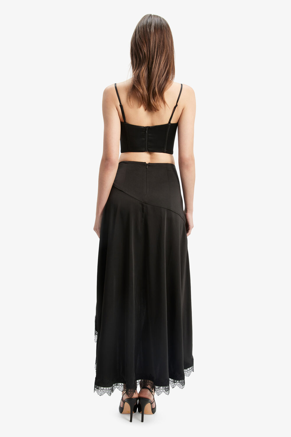 SELENA LACE TRIM SKIRT in colour CAVIAR