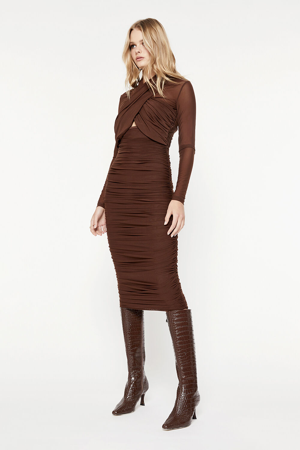ALIYAH DRESS in colour CHOCOLATE BROWN