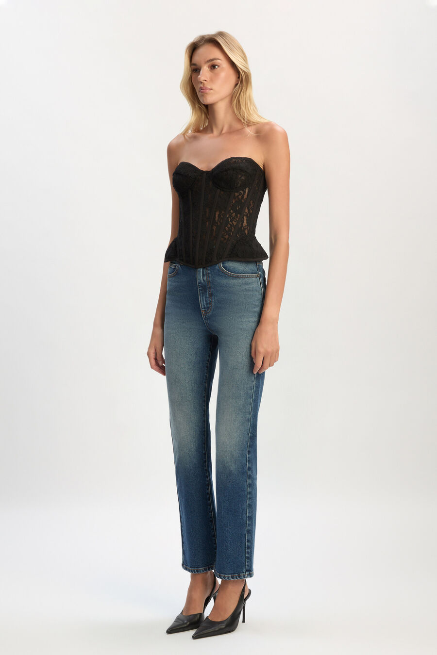 Cristo Strapless Lace Bustier