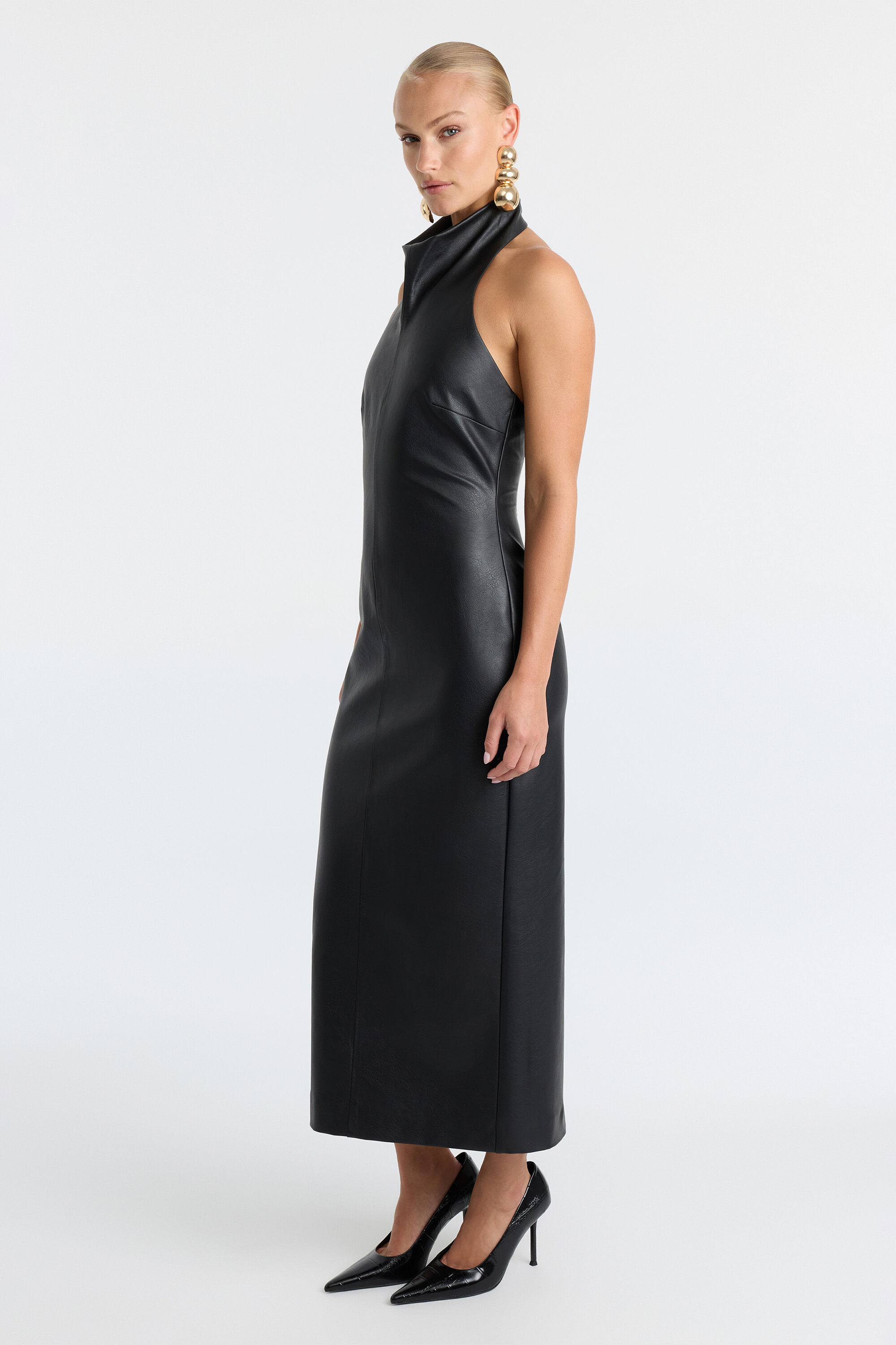 bardot kai faux leather midi dress Faux Leather Midi Dress – bebe main image 1