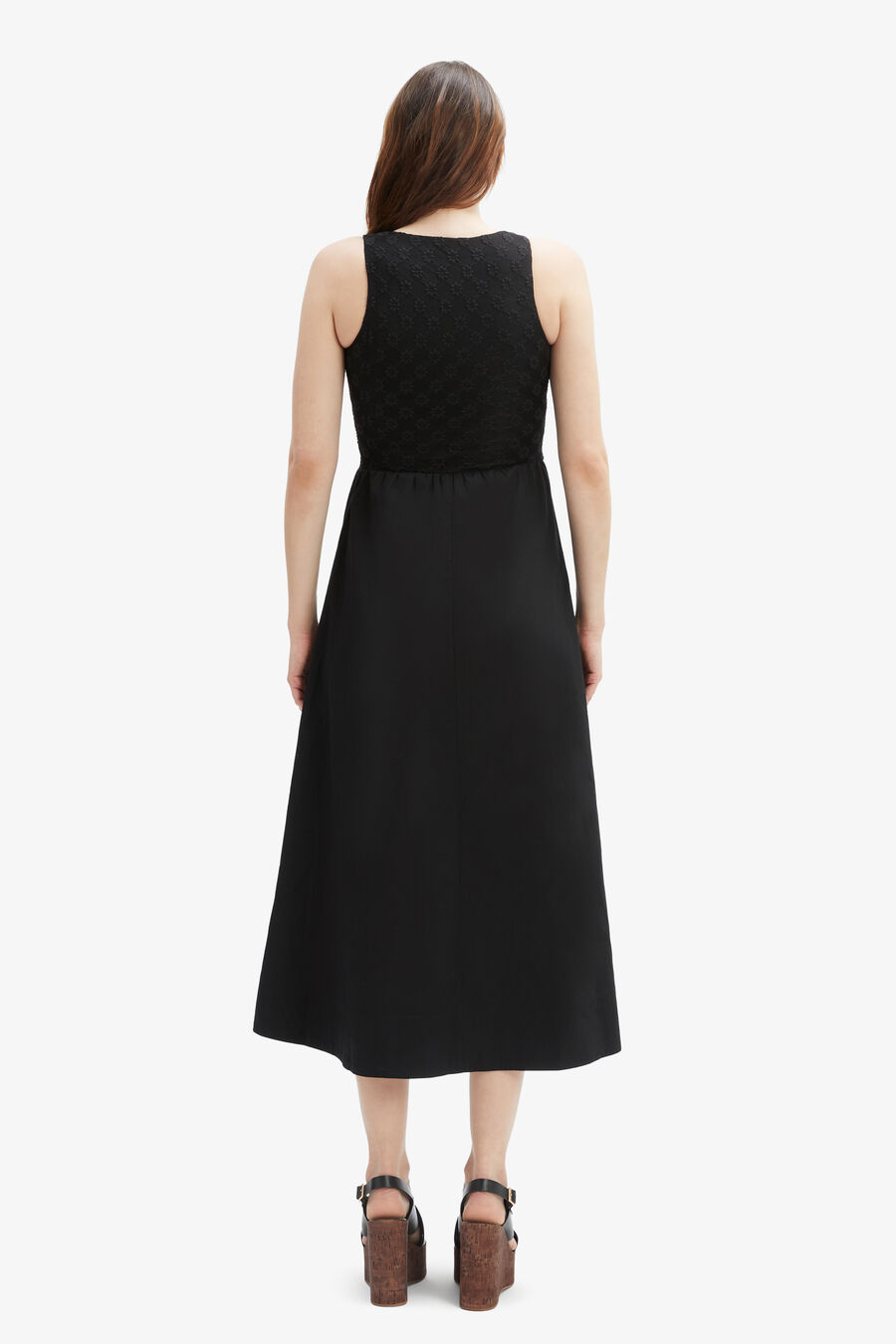BRYONY LACE POPLIN MIDI DRESS in colour BLACK